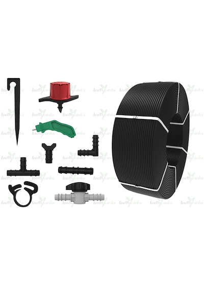 Lovemygarden 400 Metre Deliksiz Damla Sulama Borusu Ve Mega Sulama Seti - Ø16 Mm