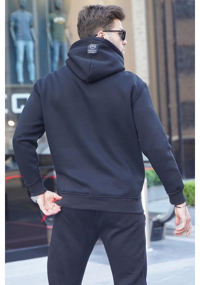 Madmext Siyah Fermuarlı Kapüşonlu Sweatshirt 6143-siyah Siyah