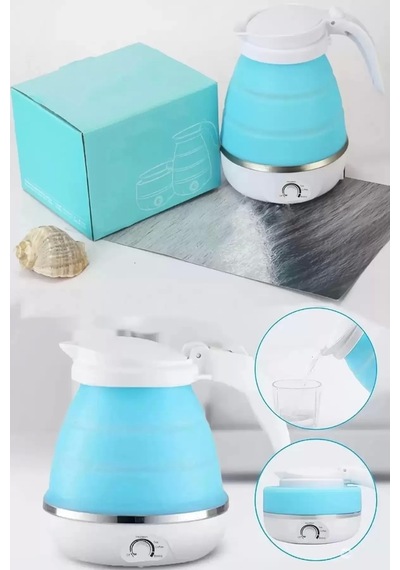 Katlanabilir Kamp Piknik Su Isıtıcı Taşınabilir Mini Kettle Silikonlu Elektrikli Su Isıtıcısı