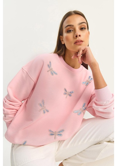 Shade Kadın Bisiklet Yaka Yusufcuk Taş İşlemeli Relaxed Sweatshirt 1558 60283660 - Şeker Pembe Shade Kadın Bisiklet Yaka Yusufcuk Taş İşlemeli Relaxed Sweatshirt 1558 60283660 - Şeker Pembe