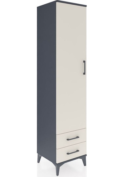 Hyperion Dolap 3 Raflı 2 Çekmeceli Tek Askılı 44x44x195 Antrasit-aytaşı Antrasit