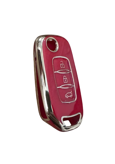 Autohan Keys 3 Butonlu Nano Anahtar Kılıfı Renault Megane 4, Clio 5, Captur, Taliant, Express İçin, Kırmızı Altın