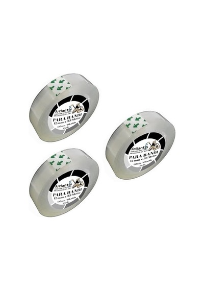 Şeffaf Para Bandı 12mm X 33 Metre 3 Adet Artlantis Şeffaf Okul Ofis Bantı 3 Adet 1