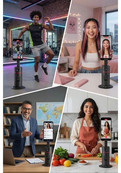 Akıllı Telefon Tutucu 360 Otomatik Yüz Takipli Bluetooth Kumandalı Selfie Çekim Aparatı