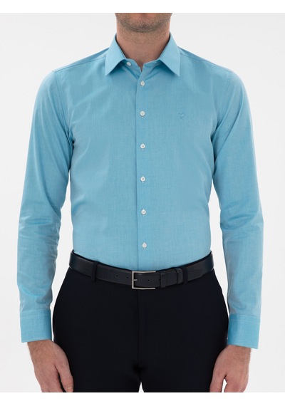 Cacharel Aqua Slim Fit Pamuklu Oxford Gömlek Mavi