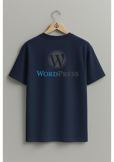 Bahriyeli Collection Oversize Wordpress Logo Blog Sırt Tasarımlı Unisex T-shirt Lacivert