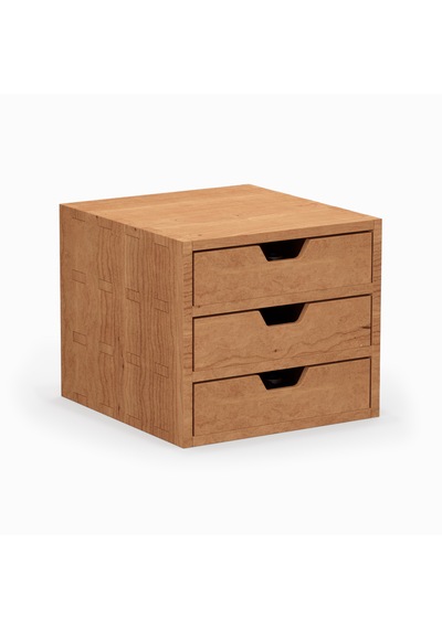 Desna Üç Katlı Üç Çekmeceli Dolap - Kiraz 18 Cm Uzunluk X 19 Cm Derinlik X 15.8 Cm Woodsaka Doğal Ahşap