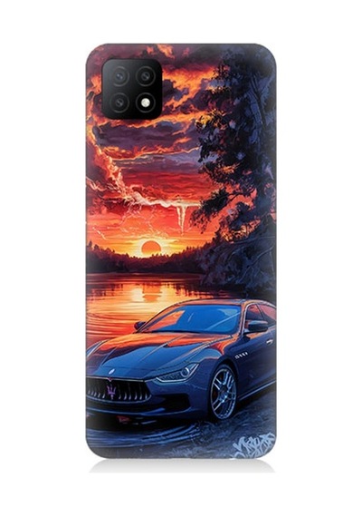 Oppo A53 Uyumlu Spor Araba Ve Gün Batımı Desenli Silikon Kılıf
