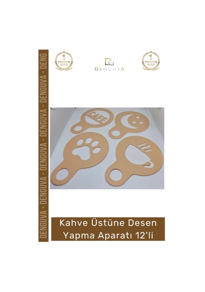 Kahvedeseni Seti Barista Latte Art Stencil 3d Baskı Takımı Kahve Üstüne Desen Yapma Aparatı 12'li Çok Renkli