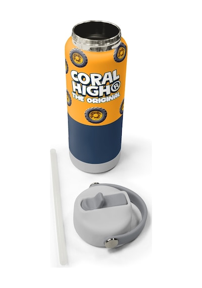 Coral High Truck Desenli Katlanır Ağızlıklı Çelik Termos 650 Ml 38343 Siyah