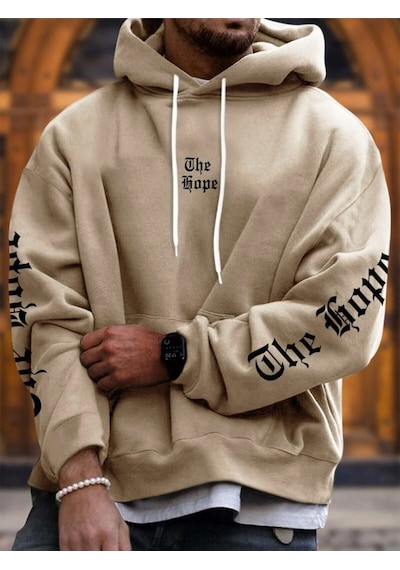 Startmore Kahverengi Unisex Kadın/erkek The Hope Renkli Baskılı Oversize Kapüşonlu