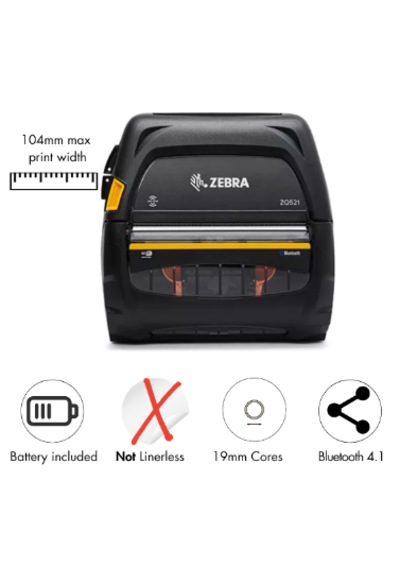 Zebra Zq521 Bluetooth 4 İnch Mobil Printer Zq52-bue000e-00