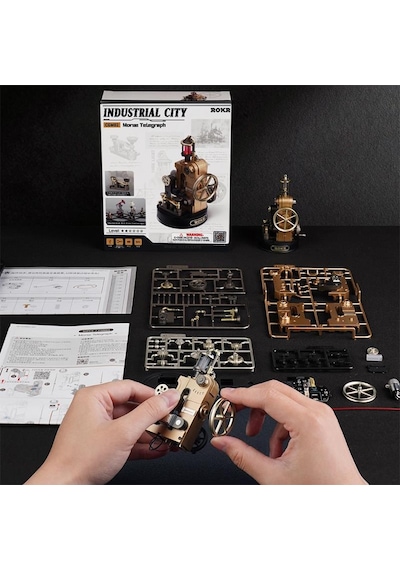 Rokr Cgm02 Morse Telegraph Dıy Mechanical 3d Puzzle Maket Model Seti 3d Model Kit Detaylı Dekoratif Hobi Seti Hareketli Ve Işıklı