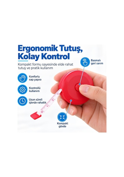 Lexroo Otomatik Mezura 150 Cm / 60 İnç, Çift Taraflı Esnek Şerit Metre - Asorti Renk Diğer