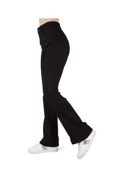 Lavajeans - Kadın Siyah Yüksek Bel Ispanyol Paça Keten Pantolon Siyah