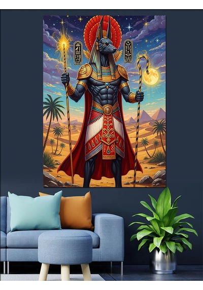 Anubis Dekoratif Kanvas - Mdf Ahşap Tablo