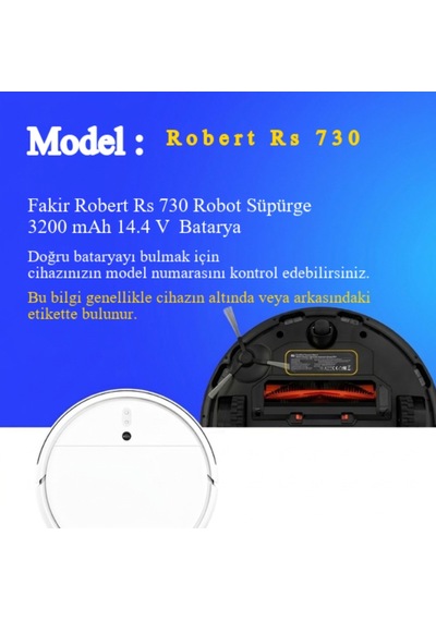 Fakir Robert Rs 730 Robot Süpürge 3200 Mah 14.4 V Yanmaz Batarya  Uyumlu Uzun Ömürlü, Yüksek Performans Pil