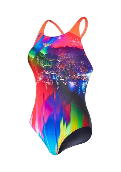 Speedo Endurance Plus Bayan Yüzücü Mayosu - Gri/kırmızı Çok Renkli