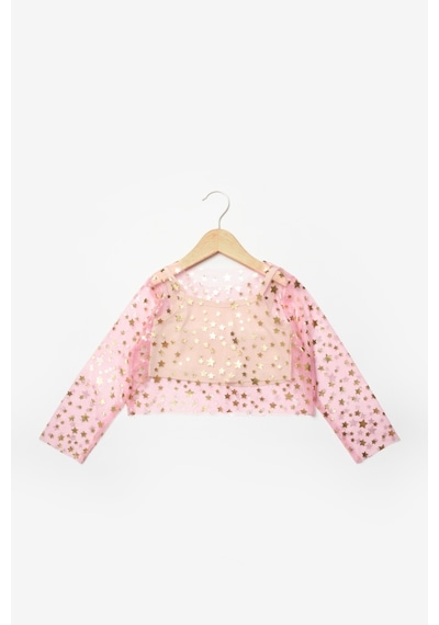 Le Mabelle Pembe Uzun Kollu Yıldızlı Kız Çocuk Tül Crop Pembe