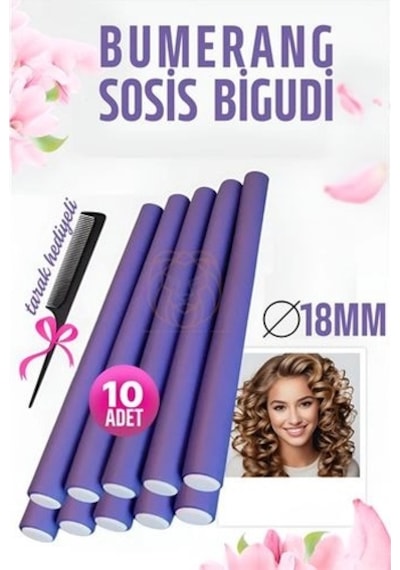 Mey İthalat Bumerang Sosis Bigudi Tarak Seti 18 Mm Kalınlık 10 Adet 721386