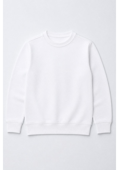 Eray Alp Kids Unisex Çocuk Beyaz Basic Sweatshirt Günlük Rahat Kombin