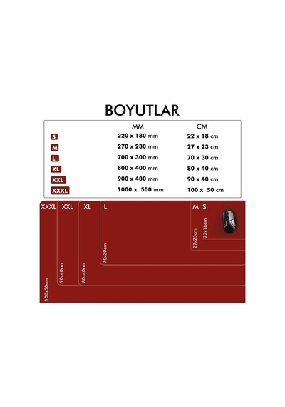 MP05 - 100x50 3xlarge Kırmızı Gaming Mousepad Ev Ofis Oyun