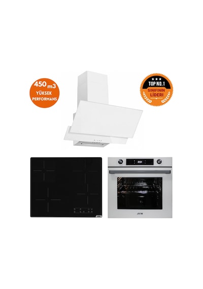 AFM Tech Hira FM3301 + V6-04 + FM7701 Beyaz Dijital Ankastre Set