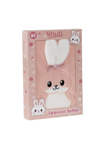 Pelüş Ve Eğlenceli Defter - Tavşan Figürlü Açık Pembe