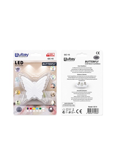 10 Adet Kelebek Led Gece Lambası Gc-15 5570 Çok Renkli