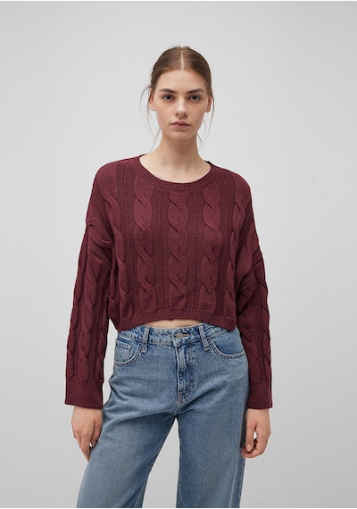 Mavi - Bisiklet Yaka Bordo Kazak 1710477-70415 Bordo