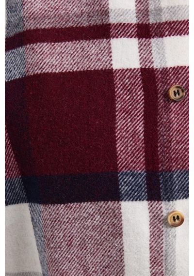 Tudors Erkek Slim Fit Dar Kesim Kareli Kışlık Oduncu Gömlek-42347 Bordo