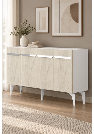 Ka1544bts Duma Konsol Beyaz-traverten-silver 150cm Beyaz - Traverten - Sılver Ka1544bts Duma Konsol Beyaz-traverten-silver 150cm Beyaz - Traverten - Sılver