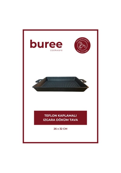Buree Dikdörtgen Teflon Kaplamalı Izgara Döküm Tava - 26 X 32 Cm Tanımsız