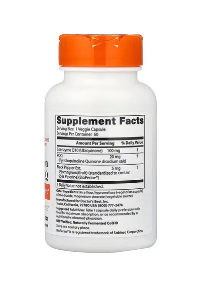 Doctor's Best High Absorption Coenzyme Ubiquinone Coq10 Plus Pqq Brain & Cognitive 60 Veggie Caps Doctor's Best High Absorption Coenzyme Ubiquinone Coq10 Plus Pqq Brain & Cognitive 60 Veggie Caps