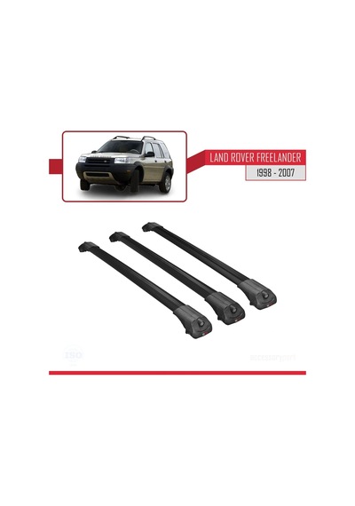 Land Rover Freelander 1998-2007 Arası İle Uyumlu Ace-1 Ara Atkı Tavan Barı Siyah 3 Adet Bar