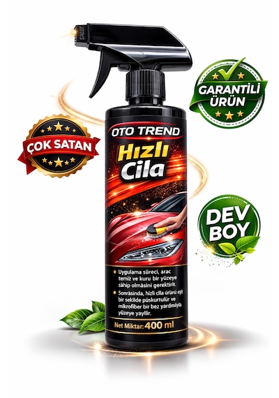 Oto Trend Hızlı Cila Sprey 400 Ml Araç Boya Parlatıcı, Hızlı Ve Kolay Uygulama, Parlak Koruma