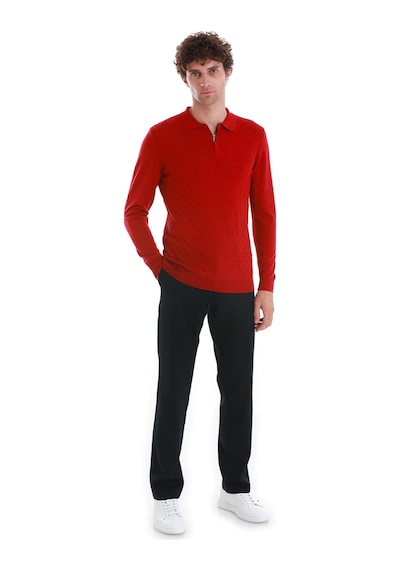 Hatemoğlu Kırmızı Regular Fit Jakarlı Polo Yaka Yünlü Triko Kazak 34202023a003 017 Kırmızı Hatemoğlu Kırmızı Regular Fit Jakarlı Polo Yaka Yünlü Triko Kazak 34202023a003 017 Kırmızı