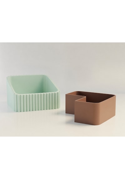 3d Baskı Fıstık Kasesi - Çift Hazneli Kabuk Ayırıcı Sunum Kasesi - Mint Kahverengi Diğer