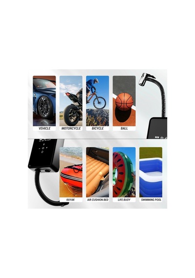 Oto Kompresör Şarjlı Taşınabilir Powerbank El Fenerli Araç Lastik Şişirme Pompası Flaşör Göstergeli - 872845151