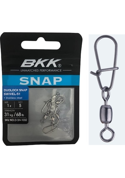 Bkk Duolock Snap Swivel-51 Klipsli Fırdöndü No:1 5'lipaket Standart