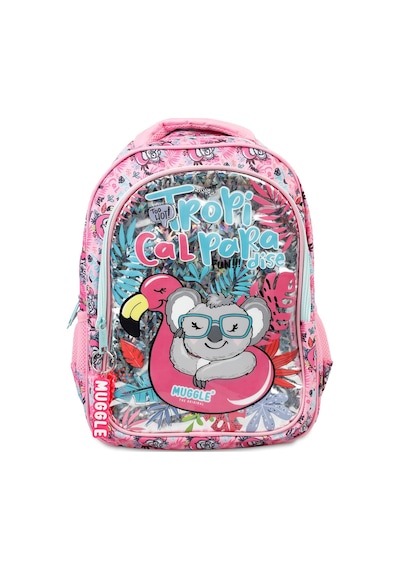 Muggle Okul Çantası Tropikal Pradice Pembe Mu-8904 Çok Renkli
