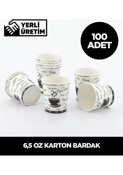 6,5 Oz Karton Bardak - 100 Adet Çok Renkli