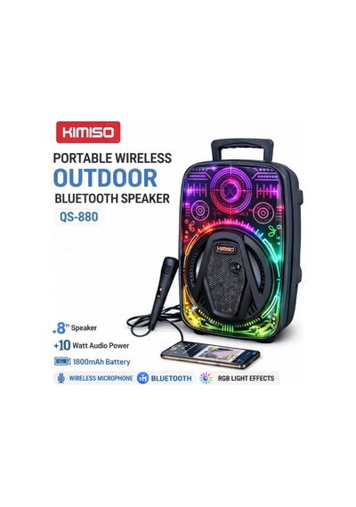 Platoon Pl-4657 Bt Usb Sd Aux 8 İnç Mikrofonlu Anfi Yüksek Ses Taşınabilir Rgb Işıklı Hoparlör