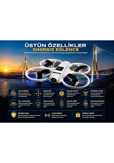L88 Hd Kamera Ledli 360 Dönebilen Optik Akış Sabitleme Ve Başsız Modlu Drone