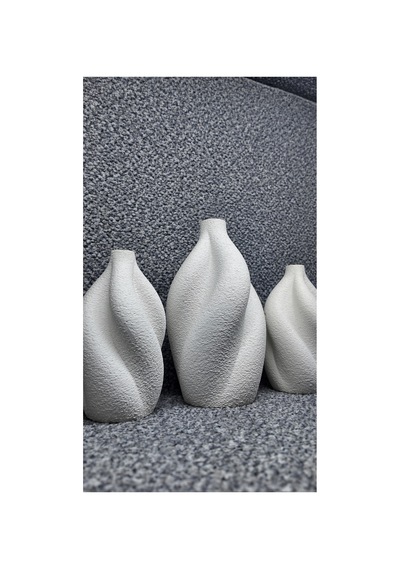 Yeni 3 Lü Vazo Seti 19-15-15 Cm Büyük Ve Ortanca Set Beyaz Beyaz
