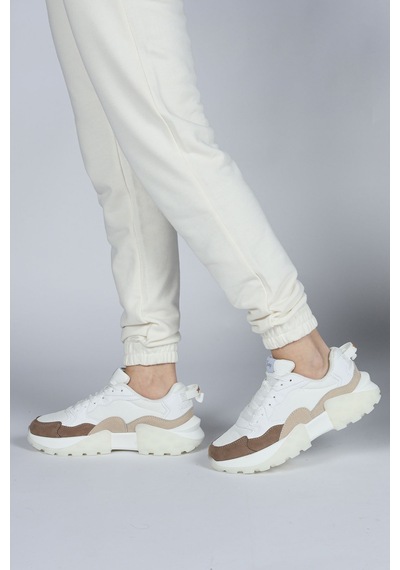 Jump 29780 Beyaz - Bej Kadın Sneaker Günlük Spor Ayakkabı Beyaz - Bej