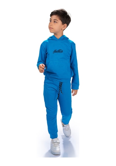 Mnk Baby & Kids Adventure Nakış Kanguru Cepli Kapüşonlu Çocuk Eşofman Mnk10072 Mavi