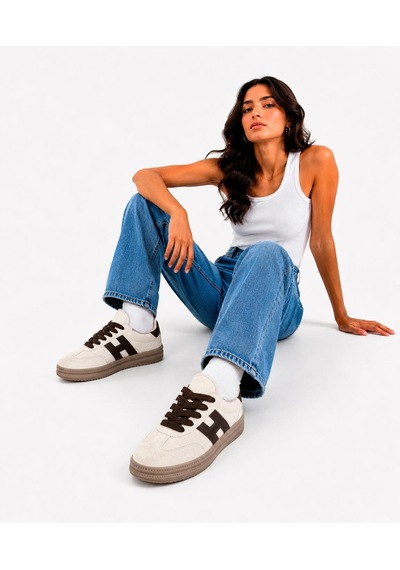 Papucumun Dünyası Unisex Süet Özel Gum Tabanlı Günlük Kullanıma Uygun Retro Sneaker Ekru