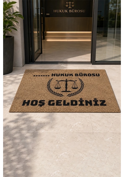 Valerine Life Avukat Hukuk Bürosu Coco Hoş Geldiniz İşyeri Koko Kapı Önü Paspası 50x90cm Kişiye Firm Kahverengi