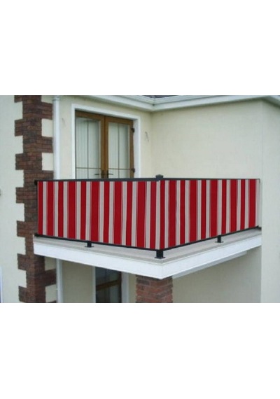 Ceylan Home Balkon Demiri Perdesi Bağcıklı Kırmızı Beyaz Çizgili Beyaz - Kırmızı